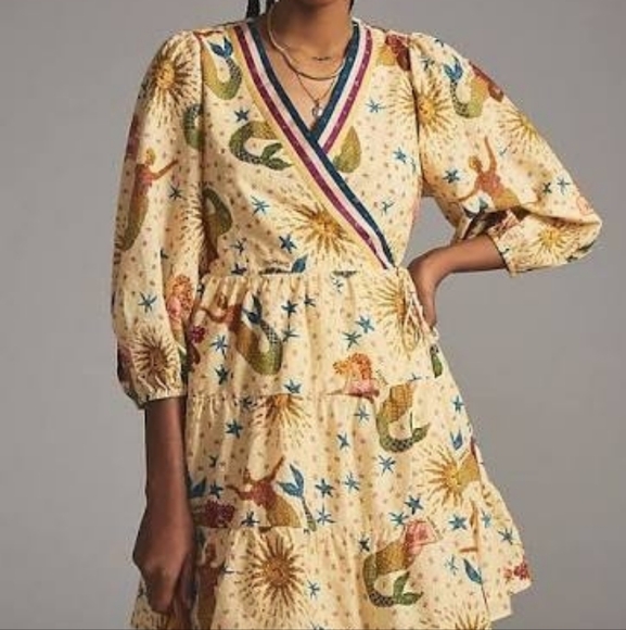 Farm Rio Wrap Dress In Mermaid Print - Picture 2 of 2